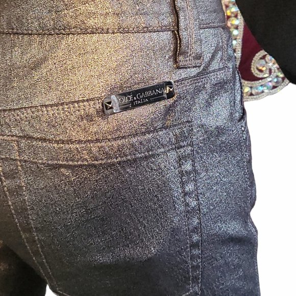 Y2k DOLCE & GABBANA vintage Metallic LOW RISE Jeans - Picture 8 of 10